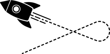 Üzerinde çizgi izi olan bir roket simgesi..