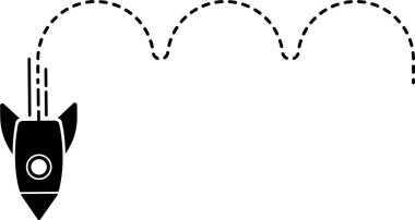 Kesik çizgili bir roket simgesi Jounding yolu oluşturur.