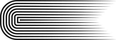 Değişik çizgi kalınlıklarıyla V şeklinde biten eğri paralel çizgiler.