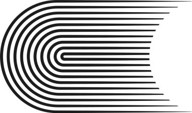 Düzgün eğimli uçlu paralel çizgiler sürekli akan bir tasarım oluşturur.