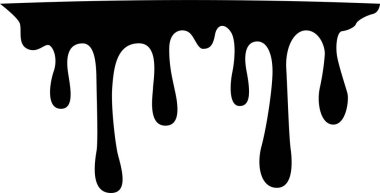 Thick black fluid dripping downward in irregular streams.