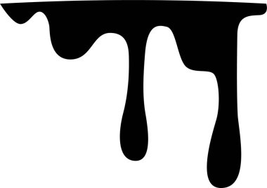 A thick black shape of liquid suspended and about to drip.