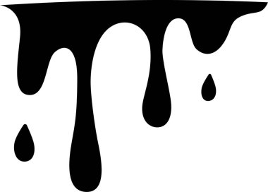 Black liquid forming a teardrop shape with a smooth, downward flow.