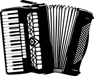 Concertina silhouette with hexagonal shape, bellows, and button arrays.