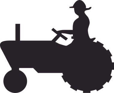 Pictogram icon of traffic sign that alerts drivers of the possibility of tractors and farm equipment on the road.