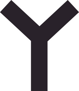 Yaklaşan bir Y kavşağını sürücülere bildiren trafik işaretinin piktogram simgesi.