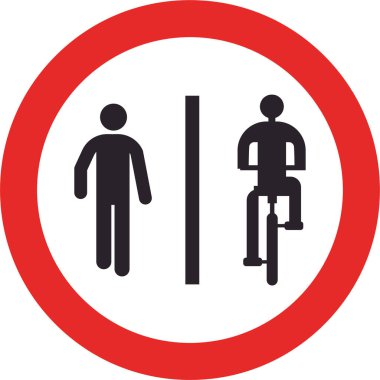 Bisikletçi ve yayanın ortak tarafını gösteren trafik işareti.