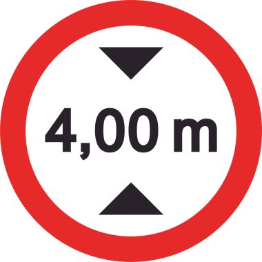 Azami araç yüksekliği sınırlamasını gösteren trafik işareti.
