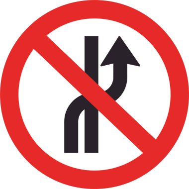 Sağ şerit değişiminin yasaklandığını gösteren trafik işareti.