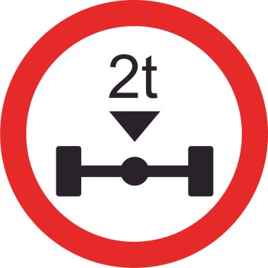 Araçlar için dingil ağırlık kısıtlamasını gösteren trafik işareti.