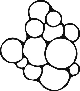 Birleştirilmiş ve üst üste binen soyut dizayn edilmiş sabun baloncukları kümesi.