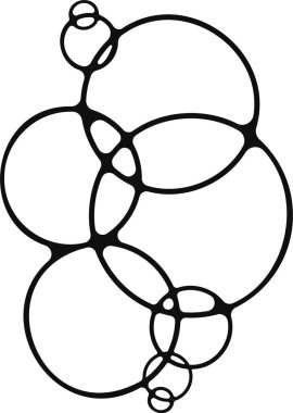 Birleştirilmiş, karmaşık grafik düzeninde birden fazla sabun köpüğü.