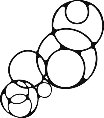 Çoklu sabun köpükleri kompleks ve soyut bir düzenle gruplandırılmış..