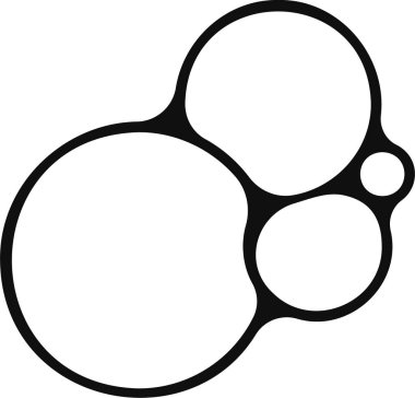 Çeşitli boyutlarda dört sabun kabarcığı gruplandırılmış bir şekilde birleşti..