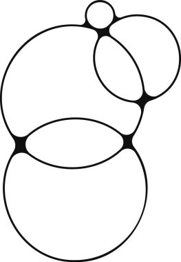 Yuvarlak bir gruptaki dört sabun köpüğünün ana hatları.