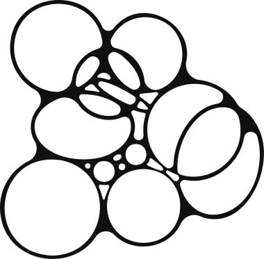 Birkaç sabun köpüğü birleşmiş, soyut bir grupta düzenlenmiş..