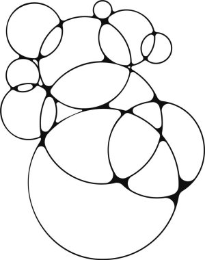 Sabun köpüklerinin toplanması soyut ve yuvarlak bir formda gruplandırılmıştır..