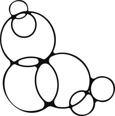 Birkaç sabun köpüğü gruplandırılmış, soyut bir formasyonda birleşmiş..