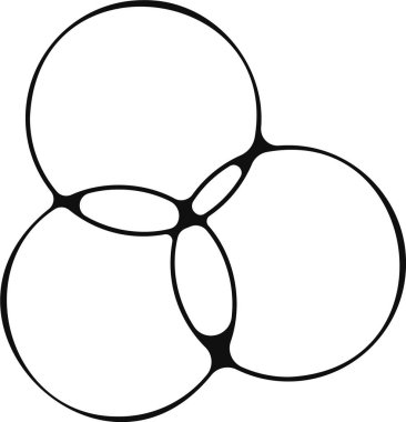 Eşit büyüklükte üç sabun köpüğü birleştirilmiş bir dizayn ile birleşti..