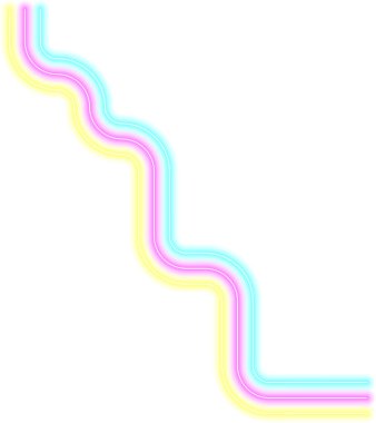 Yuvarlak neon dalga yollarından oluşan çapraz labirent düzeni