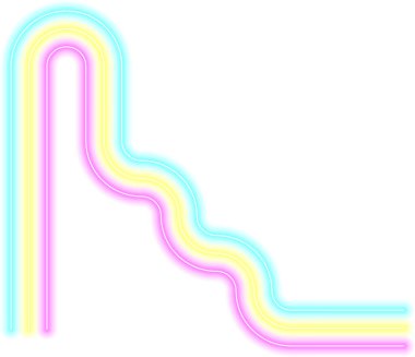 Paralel neon eğrilerden oluşan çapraz uzun zikzak labirenti