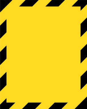 Kenarında büyük çapraz sarı ve siyah çizgiler olan dikey bir dikdörtgen arkaplan ve sarı bir merkez..