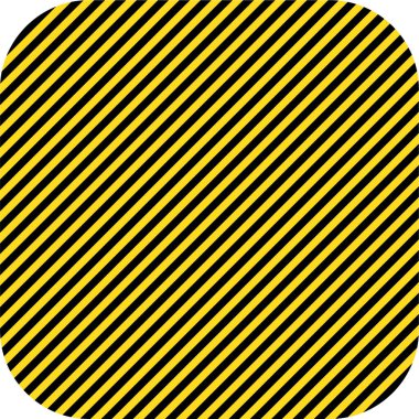 Yuvarlak köşeli ve ince köşeli köşeli köşeli sarı ve siyah çizgili kare bir arkaplan..