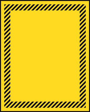 Kenarında ince köşeli sarı ve siyah çizgileri olan dikey bir dikdörtgen arkaplan ve siyah kenarlı sarı bir merkez..