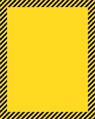 Dikey bir dikdörtgen arka plan, sınırda ince köşeli sarı ve siyah çizgiler ve sarı bir merkez..