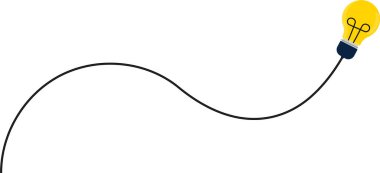 Kavisli dalga yolunda kablolu bir ampul..