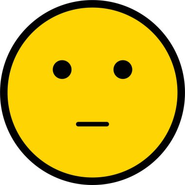 Düz dudaklı ve oval gözlü, nötr bir ifadeye sahip, siyah çizgili sarı dairesel bir yüz..