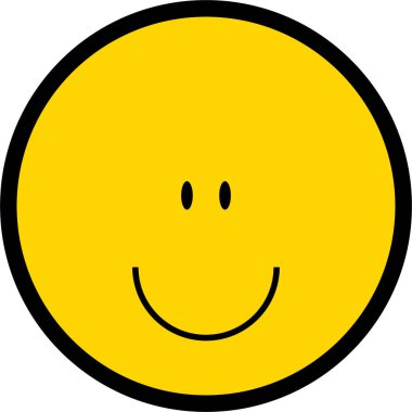 Siyah çizgili sarı dairesel yüz, basit bir ifadeyle klasik bir emoji tarzı tasarımı temsil ediyor..