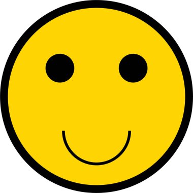 Siyah çizgili sarı yuvarlak bir yüz, sevimli ve kawaii tarzı neşeli bir ifade var..