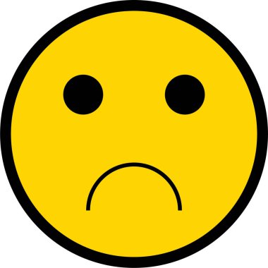 Siyah çizgili sarı yuvarlak bir yüz, üzgün ve yuvarlak bir yüz ifadesi var..