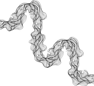 Yuvarlak dalga çizgilerinden oluşan soyut labirent sürekli akan bir yapıda çakışıp duruyor..