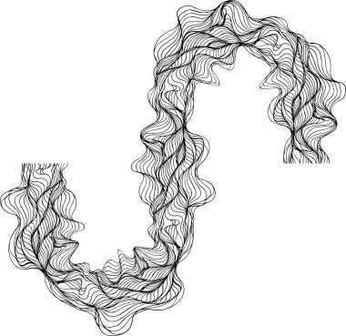 Düzensiz labirent bileşimi öngörülemeyen yönsel akış ile yuvarlak dalga çizgileri tarafından oluşturuldu.