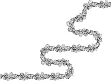 Uzun labirent biçimi zigzag çizgilerinden oluşur ve geniş yönlü yollar yaratır..