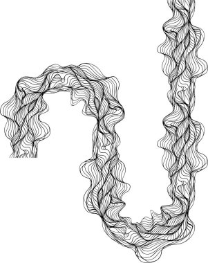 Değişken aralıklı yuvarlak dalga çizgilerinden oluşturulmuş düzensiz labirent deseni.