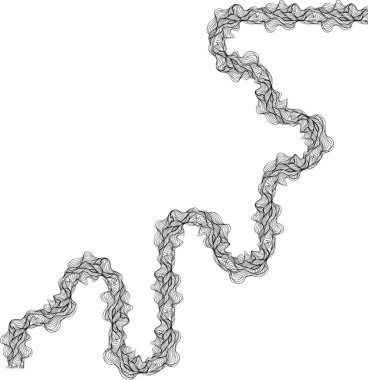 Yuvarlak dalga çizgileri tarafından oluşturulan dairesel labirent yapısı kapalı akış yolları yaratıyor.