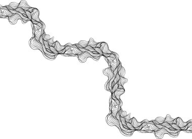 Yuvarlak dalga çizgilerinden oluşan çapraz labirent kesişen akış yolları oluşturuyor.