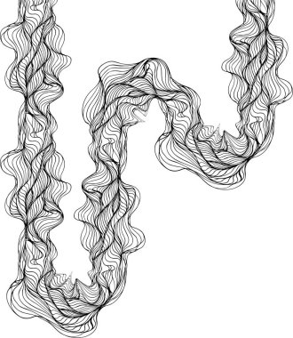 Yuvarlak dalga çizgisi hatlarından oluşan kare şeklindeki akıcı yapı.