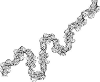 Yuvarlak akış çizgileri tarafından oluşturulan zigzag dalga formu yön ve eğrilik değiştiriyor.