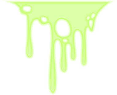 Zehirli yeşil sıvı izole edilmiş ve sabit bir şekilde aşağıya doğru akıyor..