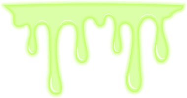 Hareket halinde asılı tek damla radyoaktif yeşil sıvı.