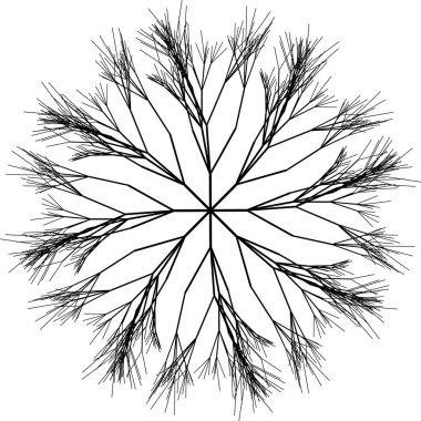 Simetrik ve süslemeli dizayn edilmiş yüzen ağaç köklerinin vektör mandala.