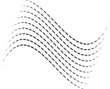 Kesik çizgiler eğri ve dalgalı paralel desenler oluşturuyor..