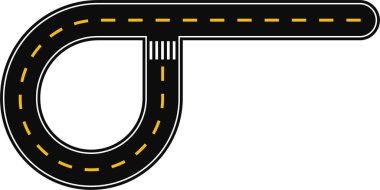 Kavisli grafik çizgisi, kaldırımlı bir cadde şeklinde, trafik işaretleri için yüzey çizgisi şeklinde, kavis yapıyor, dönüş ve düz bir çizgide yön değiştiriyor..