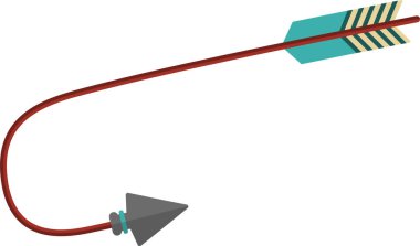 İpucu ve tüy ile kabile oku şeklinde eğri grafik çizgi farklı geometrik şekillerde yol boyunca seyahat, geri dönüş ve yön, tasarım bilgi doğrudan