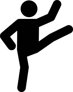 Siyah resimli bir adam bacağını sallıyor, tekme atıyor.