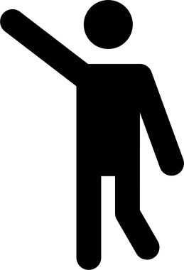 Ayakta duran, bacağı hafifçe bükülmüş, tek koluyla yukarı doğru eğilmiş bir adamın resmi.